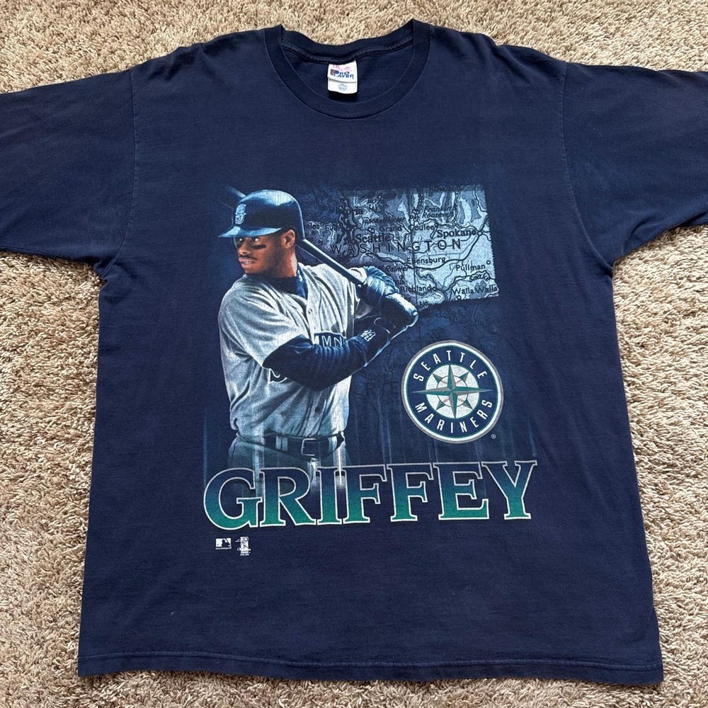 Vintage 1997 Ken Griffey Jr Seattle Mariners Pro Player T-Shirt Navy XXL USA